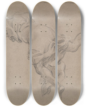 Triptych art skateboard deck of Joseph Parrocel Fallingfigure by Joseph Parrocel (1646-1704)