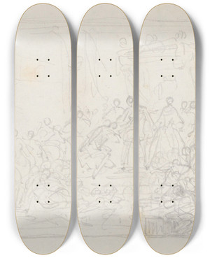 Triptych art skateboard deck of Nicaise De Keyser Christopher Columbus Return To Spain_2 by Nicaise De Keyser (1813-1887)