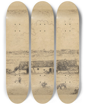 Triptych art skateboard deck of James Ensor Vlaamse Hoeve by James Ensor (1860-1949)