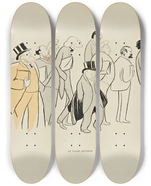 Triptych art skateboard deck of Leonetto Cappiello 70 Dessins De Cappiello Pl32 by Leonetto Cappiello (1875-1942)