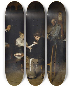 Triptych art skateboard deck of Pascaladolphejean Dagnanbouveret An Accident by Pascal-Adolphe-Jean Dagnan-Bouveret (1852-1929)