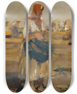 Triptych art skateboard deck of Demeter Koko Am Feld by Demeter Koko (1891-1929)