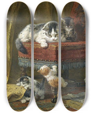Triptych art skateboard deck of Henritte Ronnerknip Mothers Pride_3 by Henritte Ronner-Knip (1821-1909)