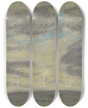 Triptych art skateboard deck of Eugne Boudin Clouds Over The Sea by Eugene Boudin (1824-1898)