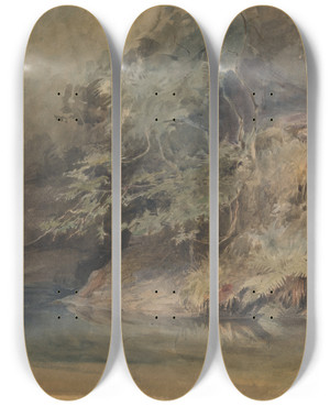 Triptych art skateboard deck of John Absolon Trees By A Pool by John Absolon