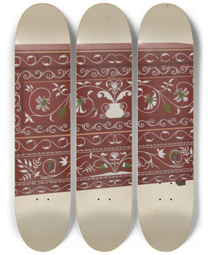 Triptych art skateboard deck of Lawrence Flynn Chest Front View by Lawrence Flynn (1900-1973)