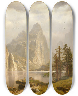 Triptych art skateboard deck of Albert Bierstadt Merced River Yosemite Valley by Albert Bierstadt (1830-1902)
