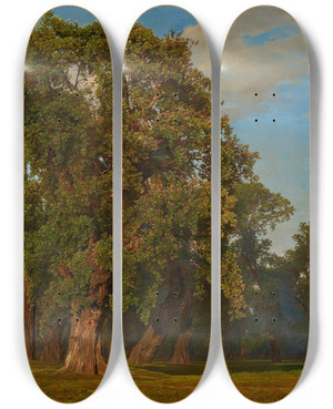 Triptych art skateboard deck of Ferdinand Georg Waldmller Groe Praterlandschaft by Ferdinand Georg Waldmuller (1793-1865)