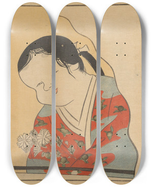Triptych art skateboard deck of Sakai Hoitsu Sakai Hoitsu Gajo Pl24 by Sakai Hoitsu (1761-1828)