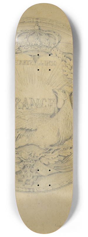 Henri-Baron de Triqueti - Design for the Medal to Commemorate the Charter of 1830 8.25 inch art skate deck