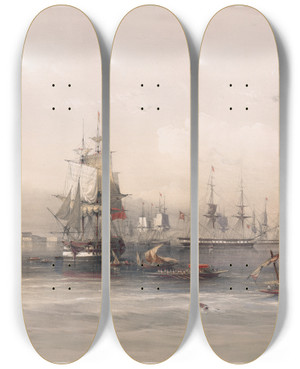 Triptych art skateboard deck of David Roberts Alexandria by David Roberts (1796-1864)