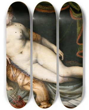 Triptych art skateboard deck of Frans Floris Venus And Cupid by Frans Floris (1519-1570)