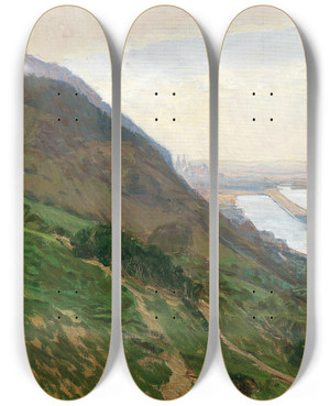 Triptych art skateboard deck of Carl Moll Donauansicht by Carl Moll (1861-1945)