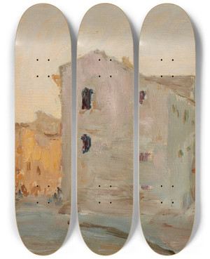 Triptych art skateboard deck of Jan Cigliski Syracuse Architectural Fragment by Jan Ciaglinski (1858-1913)