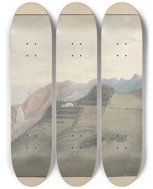Triptych art skateboard deck of Samuel Davis View In St Helena by Samuel Davis (1757-1819)