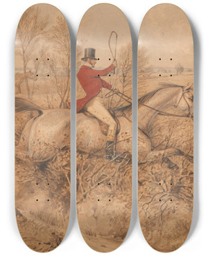 Triptych art skateboard deck of Henry Thomas Alken Swishing A Rasper by Henry Thomas Alken (1785-1851)