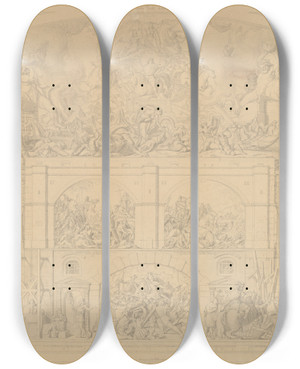 Triptych art skateboard deck of Carl Heinrich Hermann History Of Germany_13 by Carl Heinrich Hermann (1802-1880)