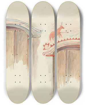 Triptych art skateboard deck of Robert Wr Taylor Restoration Drawing_2 by Robert W R Taylor (20-)