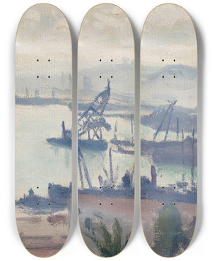 Triptych art skateboard deck of Albert Marquet Le Port Dalger_2 by Albert Marquet (1875-1947)