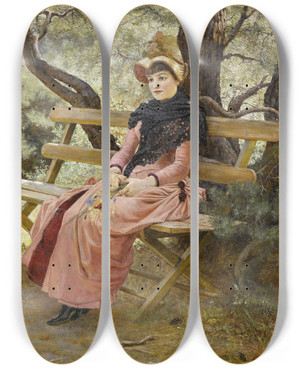 Triptych art skateboard deck of Carl Erik Trner Frlorade I Tanken by Carl Erik Torner (1862-1911)