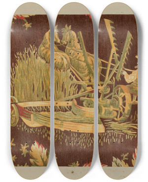 Triptych art skateboard deck of Pearl Gibbo Printed Textile by Pearl Gibbo