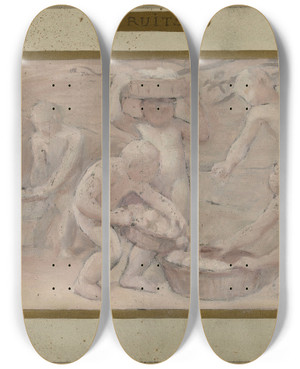 Triptych art skateboard deck of Albert Aublet Fruits by Albert Aublet (1851-1938)