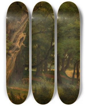 Triptych art skateboard deck of Jakob Alt Praterlandschaft by Jakob Alt (1789-1872)