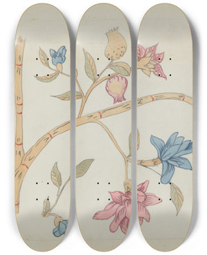 Triptych art skateboard deck of Mildred Prince Applique Quilt_3 by Mildred Prince