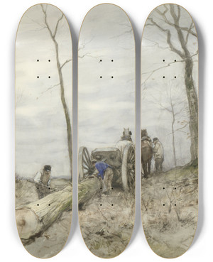 Triptych art skateboard deck of Anton Mauve The Malllejan by Anton Mauve (1838-1888)