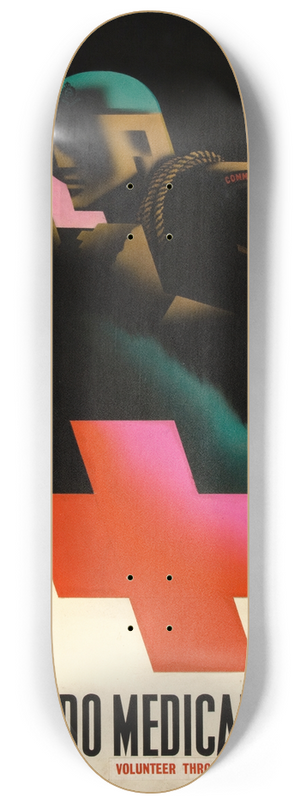 Abram Games - Commando Medical Service. Volunteer through your commanding officer 8.25 inch art skate deck