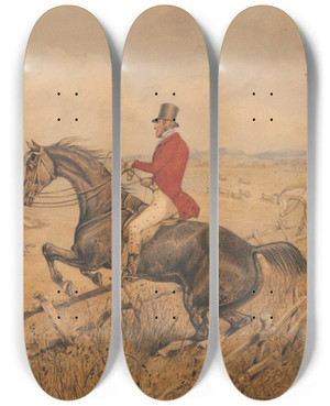Triptych art skateboard deck of Henry Thomas Alken In And Out Clever by Henry Thomas Alken (1785-1851)