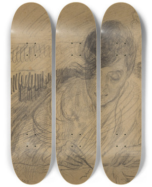 Triptych art skateboard deck of James Ensor De Briefschrijfster Ensors Zuster by James Ensor (1860-1949)