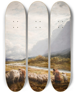 Triptych art skateboard deck of John Linnell The Cloud by John Linnell (1792-1882)