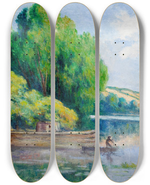 Triptych art skateboard deck of Maximilien Luce Rivire by Maximilien Luce (1858-1941)