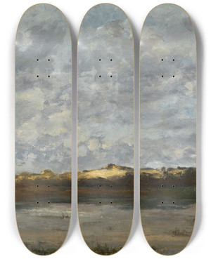 Triptych art skateboard deck of Pericles Pantazis Beach by Pericles Pantazis (1864-1871)