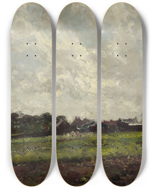 Triptych art skateboard deck of Eugne Boudin Study by Eugene Boudin (1824-1898)