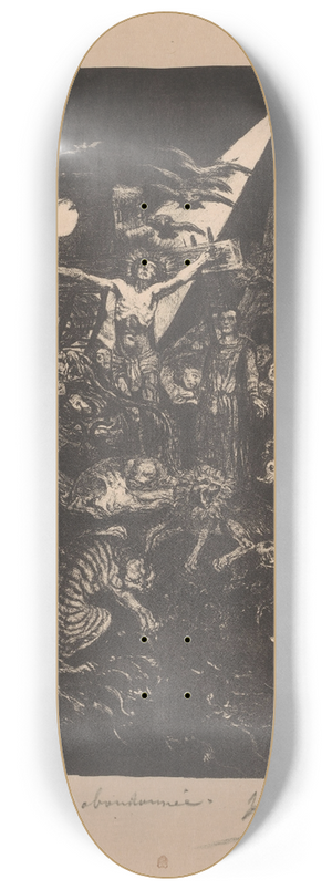 Henri de Groux - Christus aan het kruis omringd door figuren en dieren met op de achtergrond de Eiffeltoren 8.25 inch art skate deck Henri de Groux - Christus aan het kruis omringd door figuren en dieren met op de achtergrond de Eiffeltoren 8.25 inch art skate deck