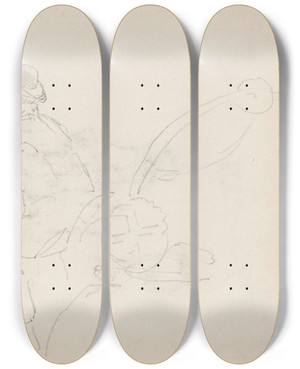 Triptych art skateboard deck of Adolph Tidemand Three Male Figures_2 by Adolph Tidemand (1814-1876)