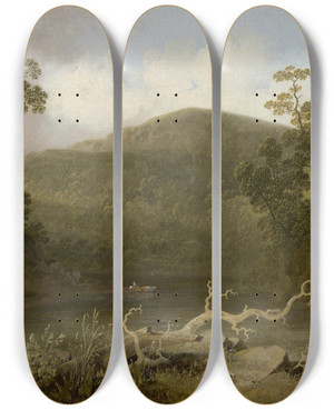 Triptych art skateboard deck of Joshua H Shaw Virginia Landscape by Joshua Shaw