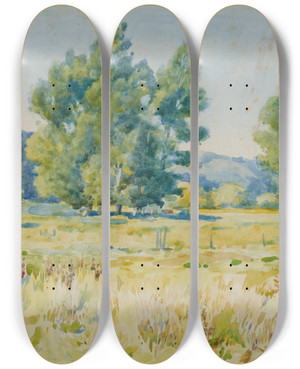Triptych art skateboard deck of James Nairn Summer by James M Nairn (1859-1904)