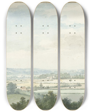 Triptych art skateboard deck of Aert Schouman Landschap Bij Windsor by Aert Schouman (1710-1792)