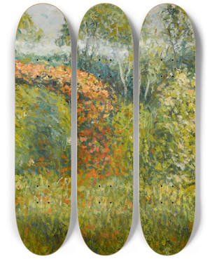 Triptych art skateboard deck of Blanche Hoschedmonet La Roseraie Giverny by Blanche Hoschede Monet (1865-1947)