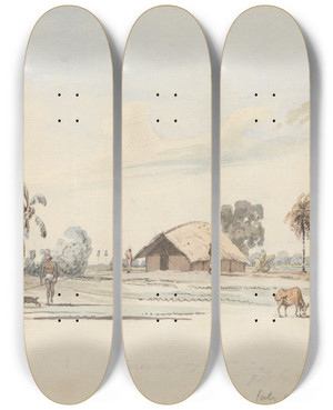 Triptych art skateboard deck of Samuel Davis Sirree by Samuel Davis (1757-1819)