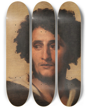 Triptych art skateboard deck of Anselm Feuerbach Studienkopf Eines Rmers by Anselm Feuerbach (1829-1880)