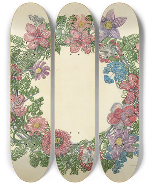 Triptych art skateboard deck of Al Curry Cemetary Wreath by Al Curry (20-)