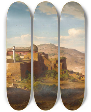 Triptych art skateboard deck of August Lffler The Alaqsa Mosquejerusalem by August Loffler (1822-1866)