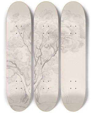 Triptych art skateboard deck of Adolph Tidemand Lvtrr by Adolph Tidemand (1814-1876)