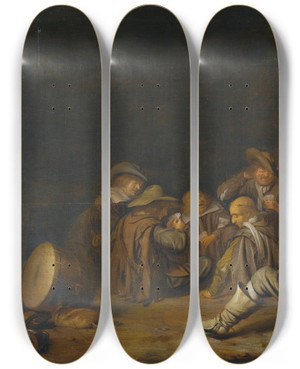 Triptych art skateboard deck of Benjamin Gerritsz Cuyp A Drunken Guardroom Scene by Benjamin Gerritsz Cuyp (1612-1652)