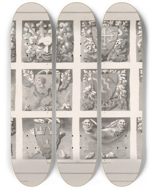Triptych art skateboard deck of John Topham Plate Xii St Stephens Chapel by John Topham