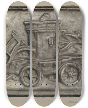 Triptych art skateboard deck of Rose Campbellgerke Firemark_3 by Rose Campbell Gerke (1882)